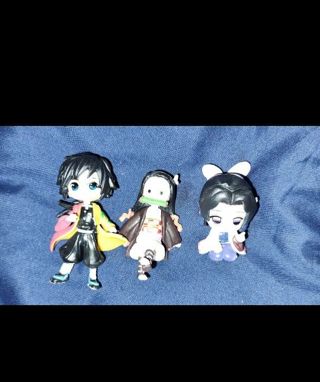 3 Demon Slayer Japanese Anime Mini Figurines Nezuko,Kanae and Giyu