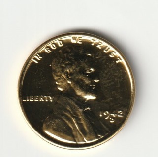 1942-D 24kt Gold Plated Lincoln Wheat Penny