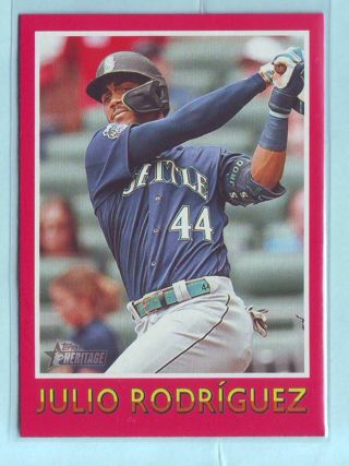 2024 Topps Heritage Julio Rodriguez BASEBALL SENSATIONS INSERT Baseball Card # 75BS-19 Mariners