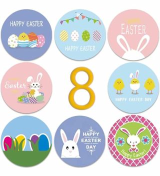 ↗️⭕NEW⭕(8) 1.5" CUTE HAPPY EASTER STICKERS!!⭕