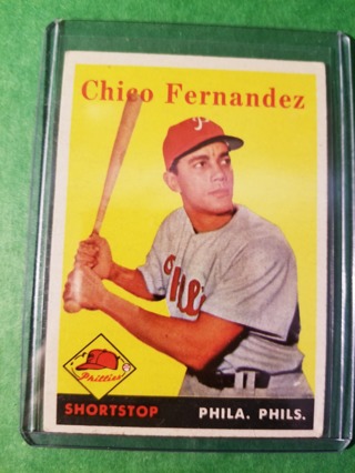 1958 - TOPPS EXMT - NRMT BASEBALL - CARD NO. 348 - CHICO FERNANDEZ - PHILLIES