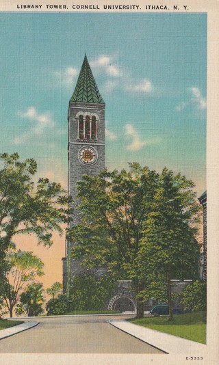 Vintage Used Postcard: Linen: Library Tower, Cornell University, Ithaca, NY