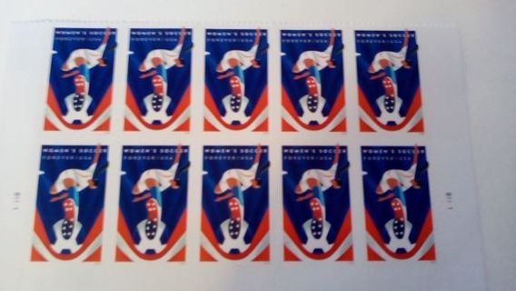 10- FOREVER US POSTAGE STAMPS... WOMEN'S SOCCER