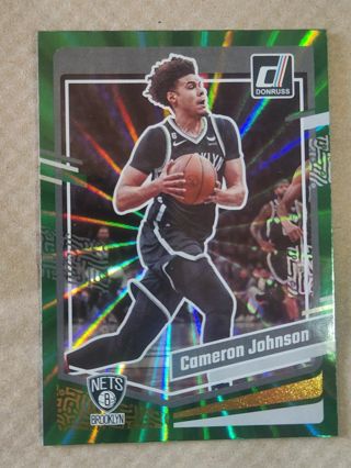 Brooklyn Nets Cameron Johnson Green Lazer Insert Basketball Card