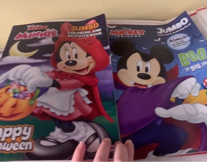 2 Brand New Disney Mickey and Minnie Halloween Coloring Books 