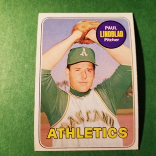 1969 - TOPPS EXMT - NRMT BASEBALL - CARD NO. 449 - PAUL LINDBLAD - A'S