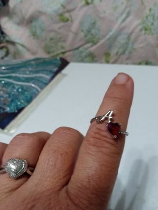 Ring with the letter A and ruby look heart size 9