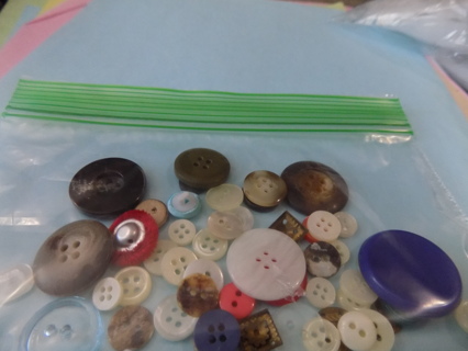 Bag of assorted buttons asst. colors and sizes