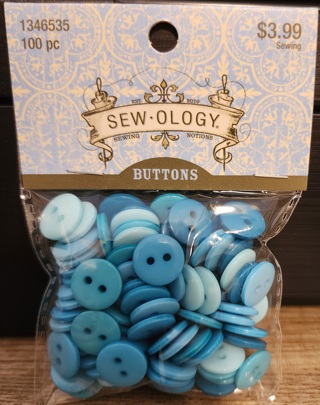 NEW - Sew-Ology - Blue Buttons - 100 in package 