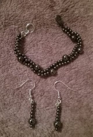 Gun metal Hematite color handmade by me jewelry set