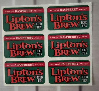 Six Rasberry Liptons Brew Iced Tea Stickers