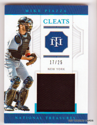 Mike Piazza, 2019 Panini National Treasures Cleats Relic Card #CL-MP, New York Mets,17/25, HOFr (LB4