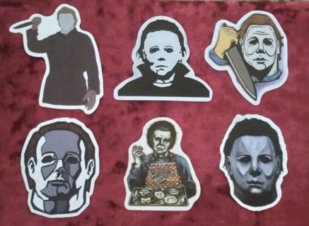 6 - "MASSACRE MICHAEL MYERS" STICKERS ( 1 FREE STICKER WITH WIN )