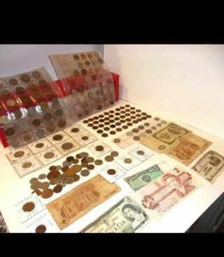 Big Lot Of 175+ Vintage Foreign Coins & Bills All Pre-owned (also random bonus included)