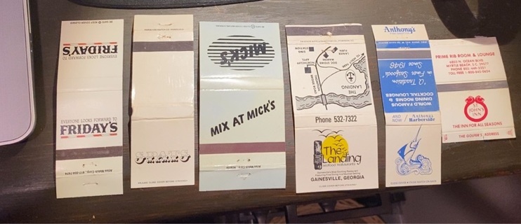 SIX DIFFERENT COLLECTIBLE MATCHBOOK COVERS 