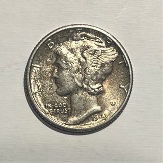 1943 D Almost Uncirculated ~Toned Mercury Dime