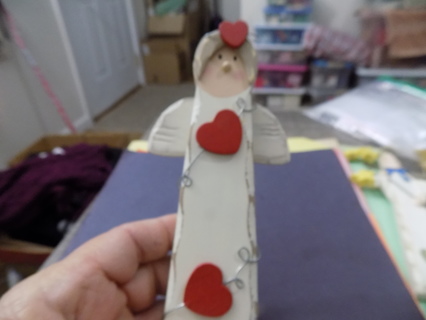 714 wood angel 2002 ornament with 3 wood heart accents