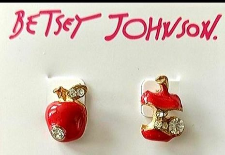 Betsey Johnson Red Apple jeweled Mismatched MINI Studs earrings