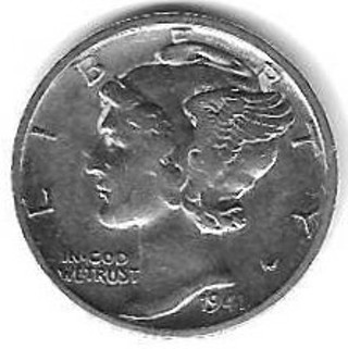 1941-S Mercury Dime 90% Silver U.S. 10 Cent Coin