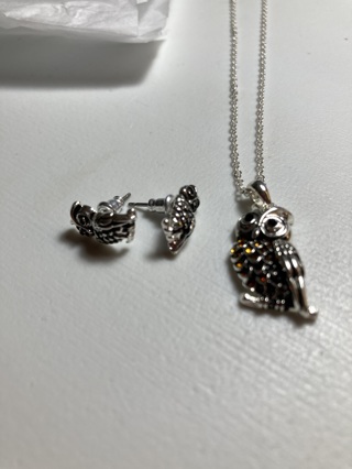 Avon Owl Necklace and Earring Set (new)