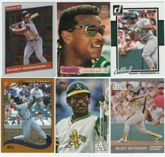 Fantastic Set of 6 Rickey Henderson w/Parallel Card & Vintage!