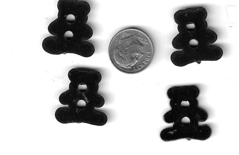 Black Teddy Bear buttons - 4