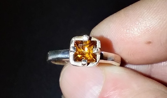 RING STERLING SILVER TESTED WITH NATURAL PRINCESS CUT GOLDEN BROWN SAPPHIRE ONE WEEK SPECIAL SIZE 8 