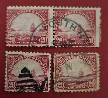 Four Used .20 Golen Gate US Postage Stamps