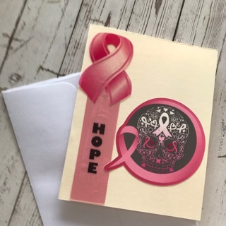 Breast Cancer Support Notecard and Envelope, Note Card Handmade, Free Mail 