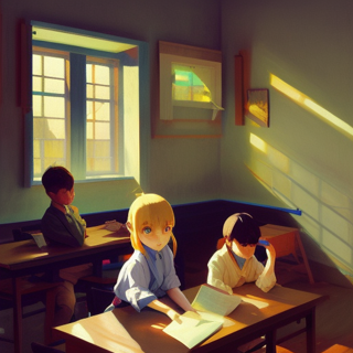 Listia Digital Collectible: Children learning in class with their books