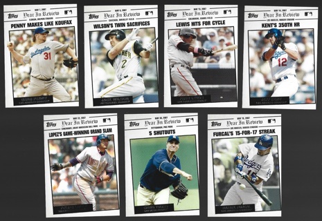 2008 Topps Year in Review 7 different Insert Cards - All Listed