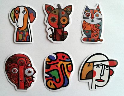 Six Picasso Style Vinyl Stickers #3