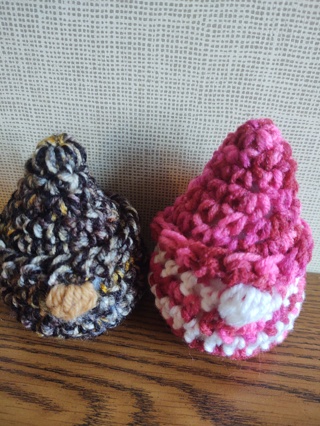 2 Hand Crocheted Amigurumi Pocket Gnomes