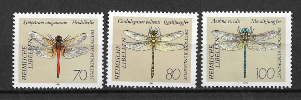 1991 Germany Sc1675-7 Dragonflies MNH set of 3