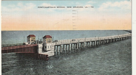 Vintage Used Postcard: 1954 Ponchertrain Bridge, New Orleans, LA