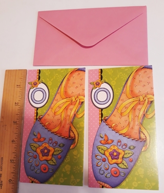 2 adorable Shoe NoteCards (w/envelopes)