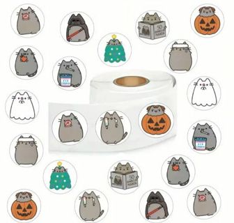 ↗️NEW⭕(10) 1" CARTOON CAT STICKERS!!⭕(SET 2 of 3) PUSHEEN DARTH VADER HALLOWEEN CHRISTMAS