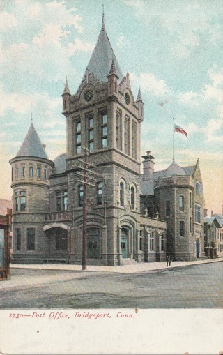 Vintage Used Postcard: (a): 1913 Post Office, Bridgeport, CT