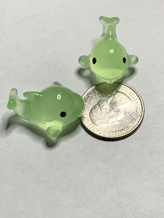 DOLPHINS~#2~GREEN~SET OF 2~GLOW IN THE DARK~FREE SHIPPING!