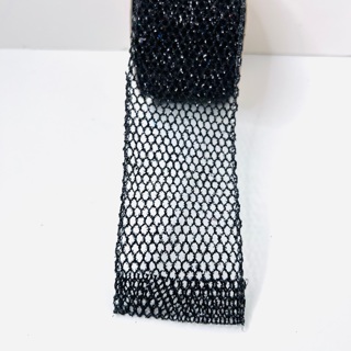 Black Mesh Glittery 2.5” Wired Ribbon 