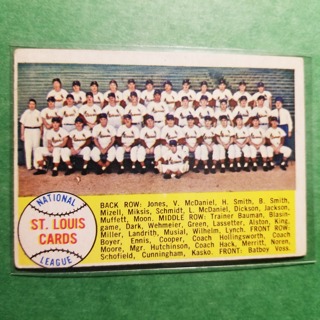 1958 - TOPPS EXMT - NRMT BASEBALL - CARD NO. 216 - ST. LOUIS TEAM  - CARDINALS