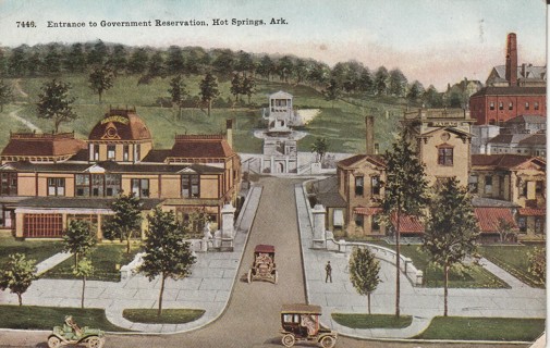 Vintage Used Postcard: 1910 Government Reservation Entrance, Hot Springs, AR