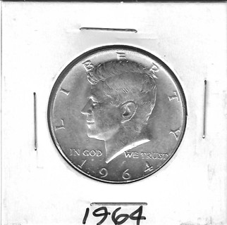 1964 Kennedy Half Dollar 90% Silver U.S. 50 Cent Coin