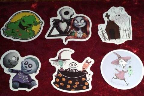 6 - "NIGHTMARE BEFORE CHRISTMAS" STICKERS " WINNER RECEIVES 1 FREE STICKER "