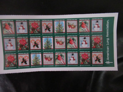 New sheet of CHRISTMAS seal stickers.  Really colorful & fun! From the Americam Lung Association.