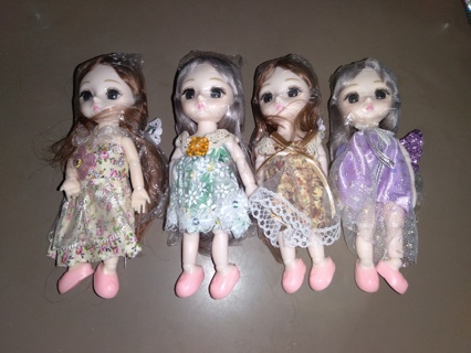 Lot 4 Small Play Dolls New  Ball Jointed