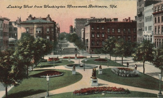 Vintage Used Postcard: g: 1912 Looking West from Washington Monument, Baltimore, MD