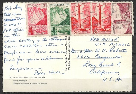 1957 French Andorra Lake Fontnegre PC with nice franking 