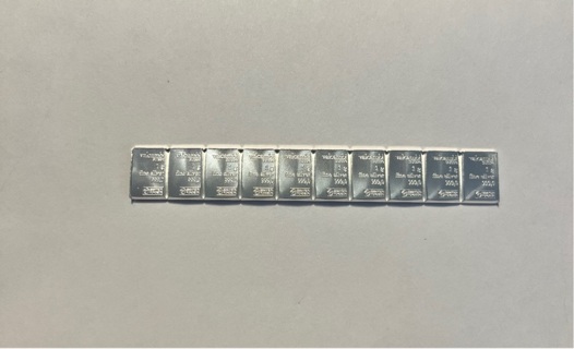 Last lot 10 ~1  gram .999 Silver Valcambi Suisse Bullion Bars