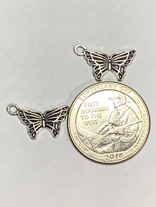 BUTTERFLY CHARMS~#19~SILVER~SET OF 2 CHARMS~SET 3~FREE SHIPPING!